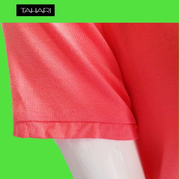 TAHARI NEW Skater WHITNEY Electric Scoop Neck Short Sleeves Hi Lo Top L - Picture 4 of 12
